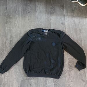 Men's Black And Blue Point Zero V-neck Sweater